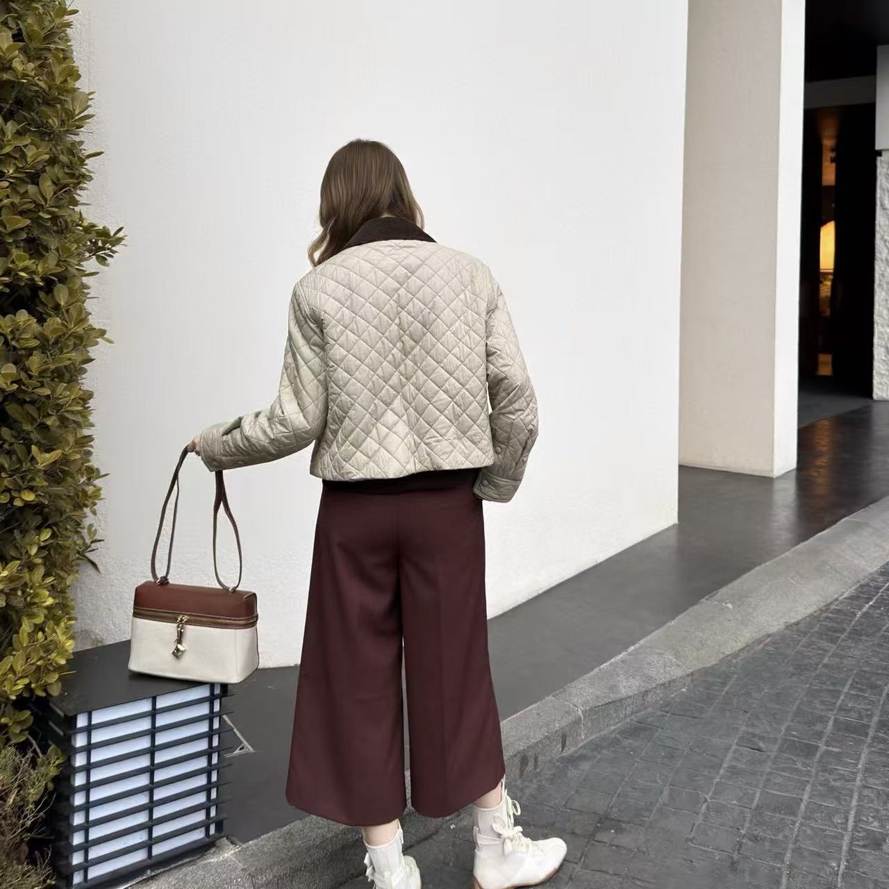 L0WEW パッチワークチェック柄厚手コート【50％割引+送料無料】