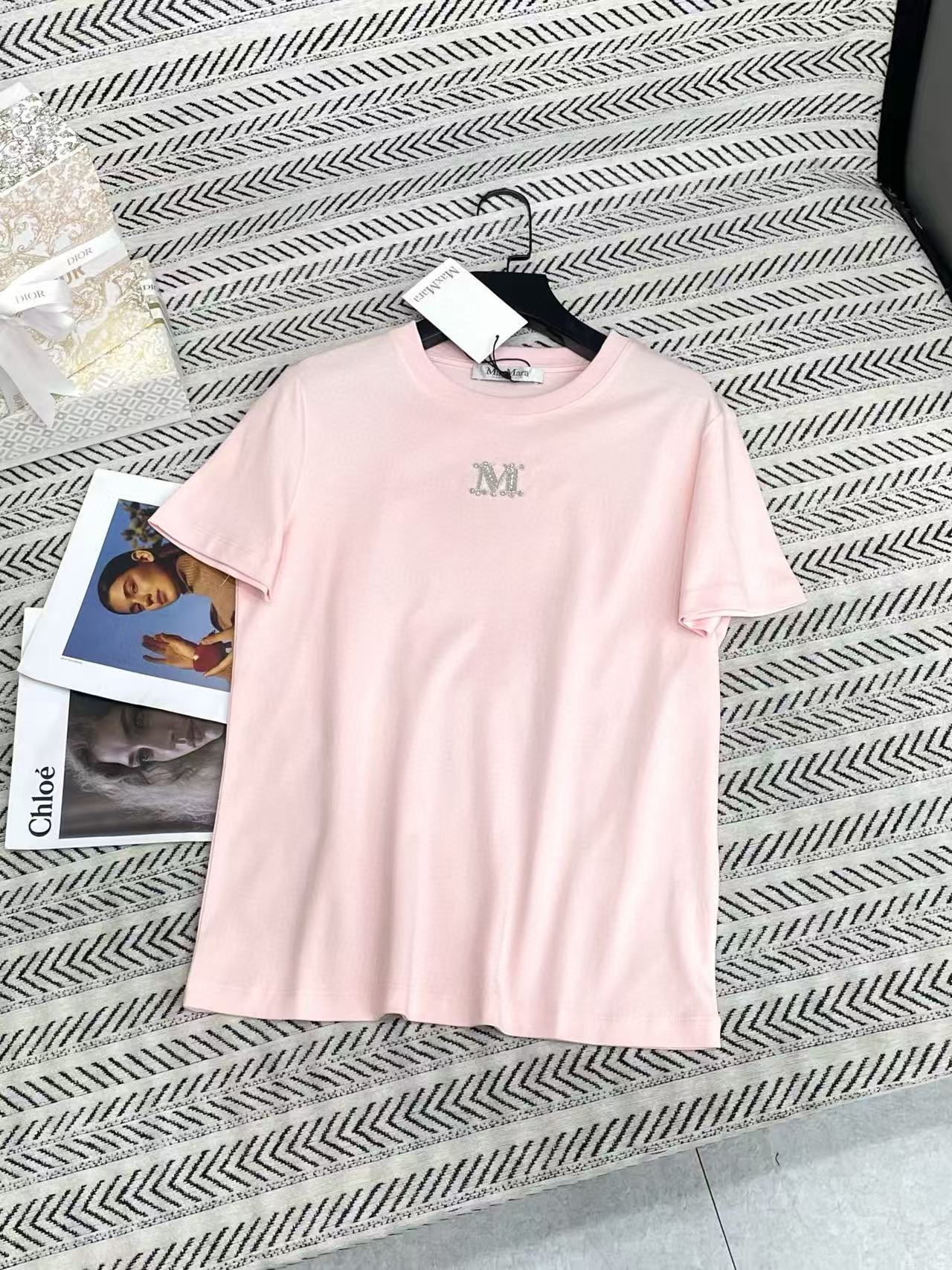 MaxMaraシンプルな文字のビーズTシャツ【50％割引+送料無料】