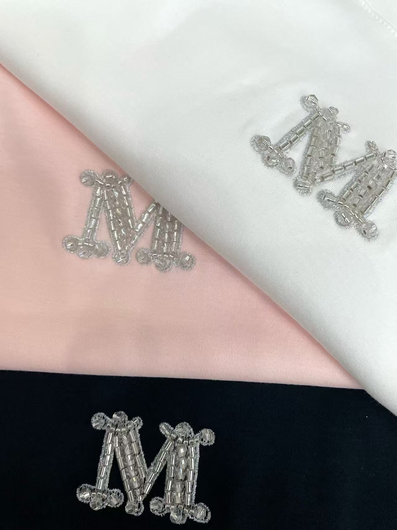 MaxMaraシンプルな文字のビーズTシャツ【50％割引+送料無料】