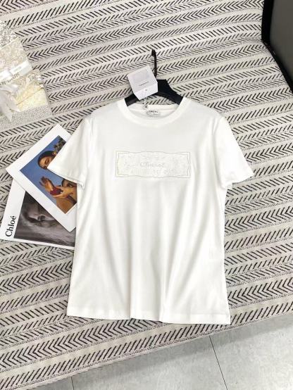 CHANE1 刺繍スパンコールロゴレターTシャツ【50％割引+送料無料】