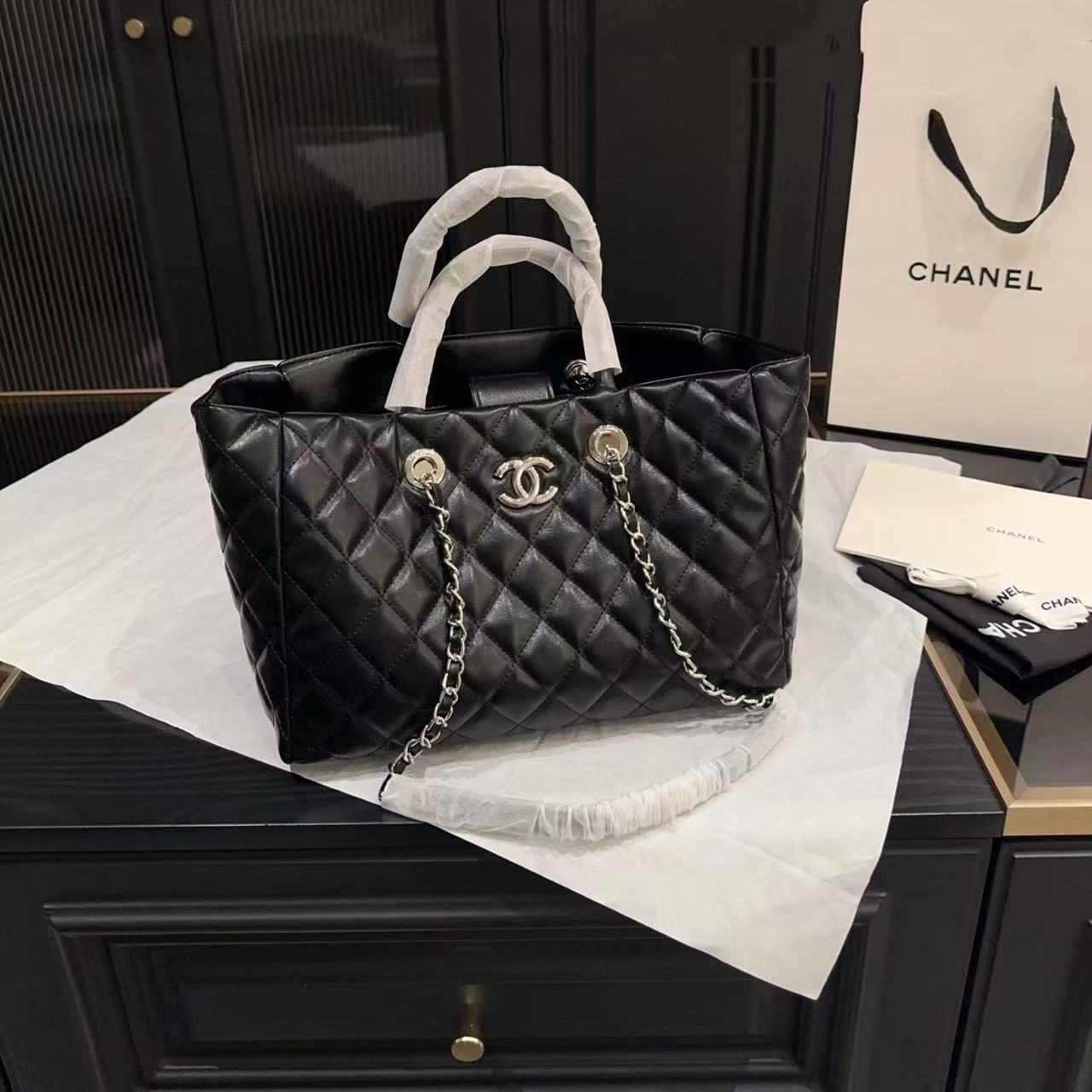 CHANE1 チェーンチェックトートバッグ【50％割引+送料無料】