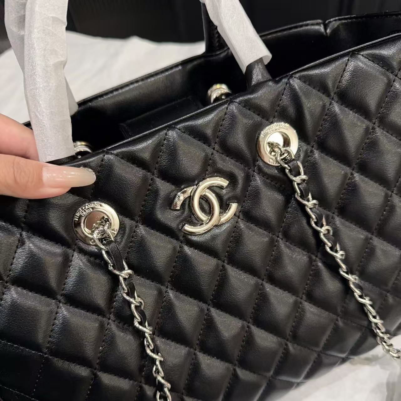 CHANE1 チェーンチェックトートバッグ【50％割引+送料無料】