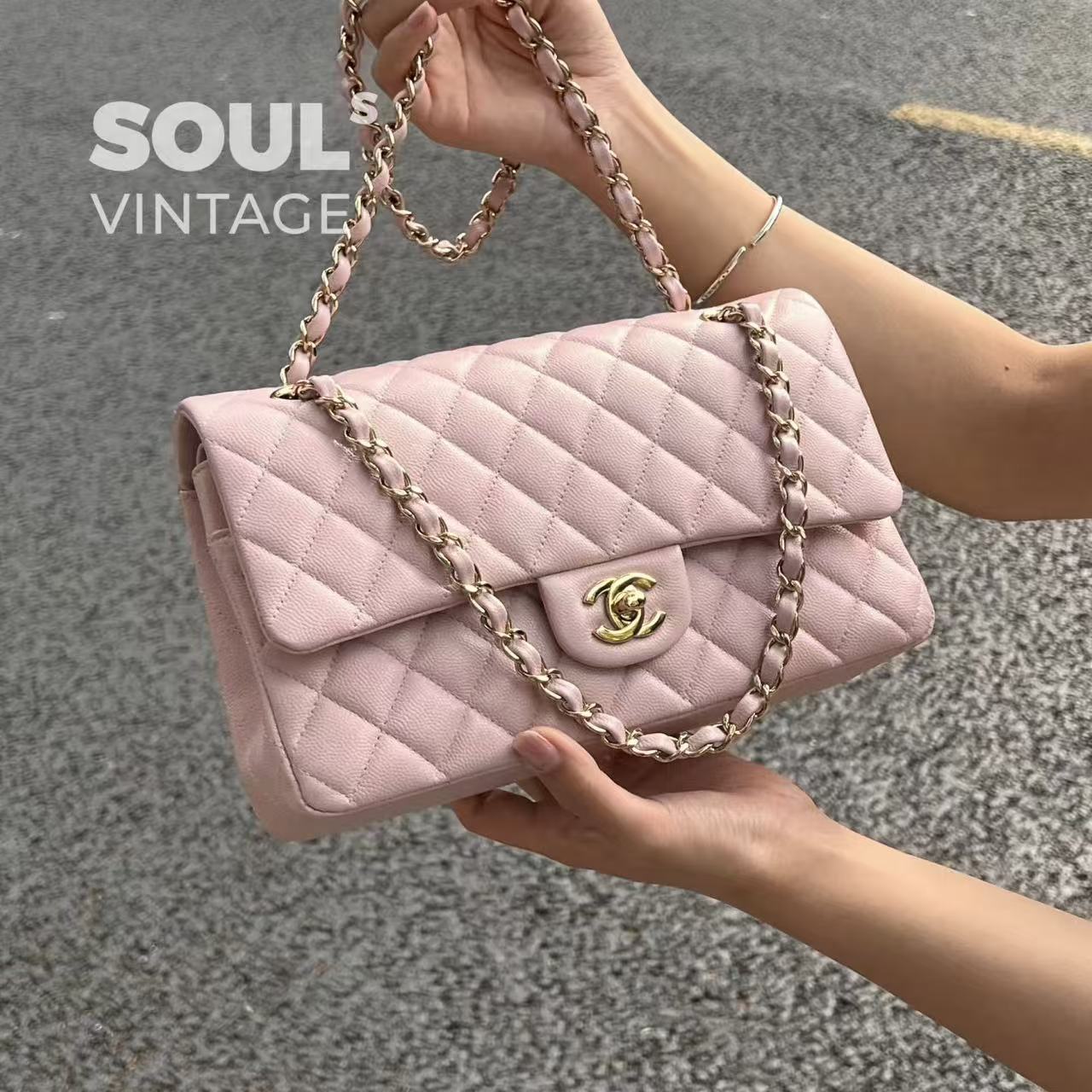 CHANE1 チェーン CF ピンク ショルダー クロスボディバッグ【50％割引+送料無料】