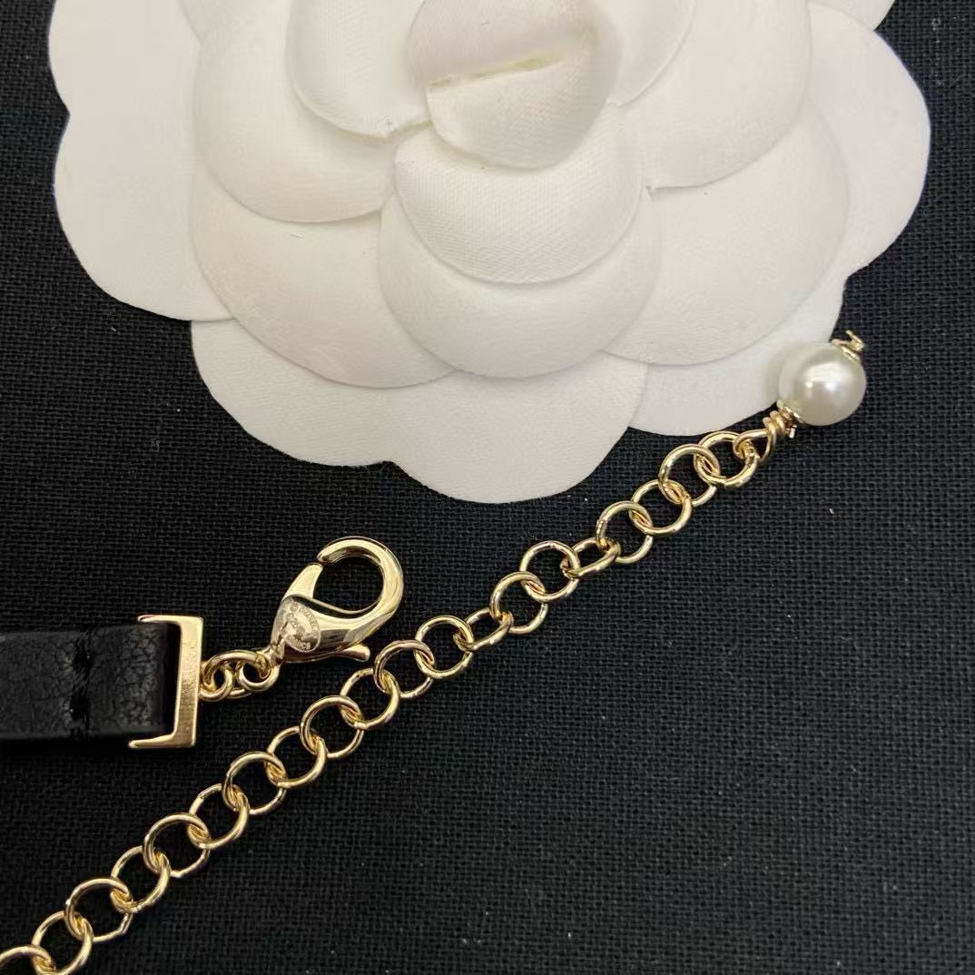 CHANE1 レザー ダブルC ダイヤモンドネックレス【50％割引+送料無料】