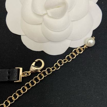 CHANE1 レザー ダブルC ダイヤモンドネックレス【50％割引+送料無料】