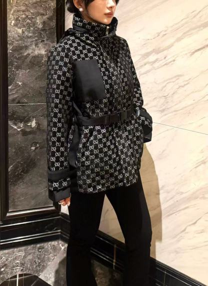 GUCC1 ジャカード スタンドカラー ベルト付きジャケット + パンツ ツーピースセット【50％割引+送料無料】