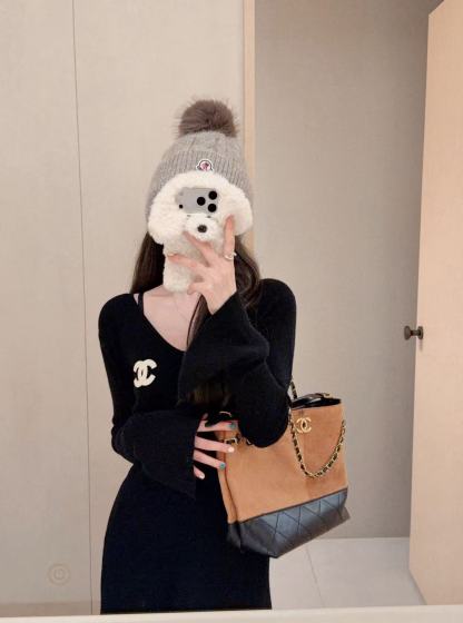 CHANE 1VネックダブルCウールドレス【50％割引+送料無料】