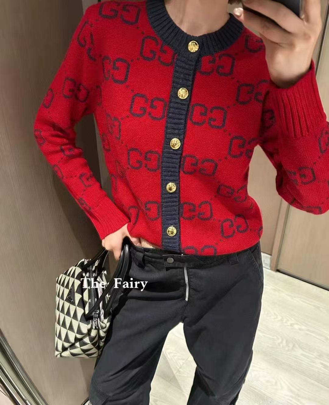 GUCC1 メタルボタン ウールカーディガン【50％割引+送料無料】