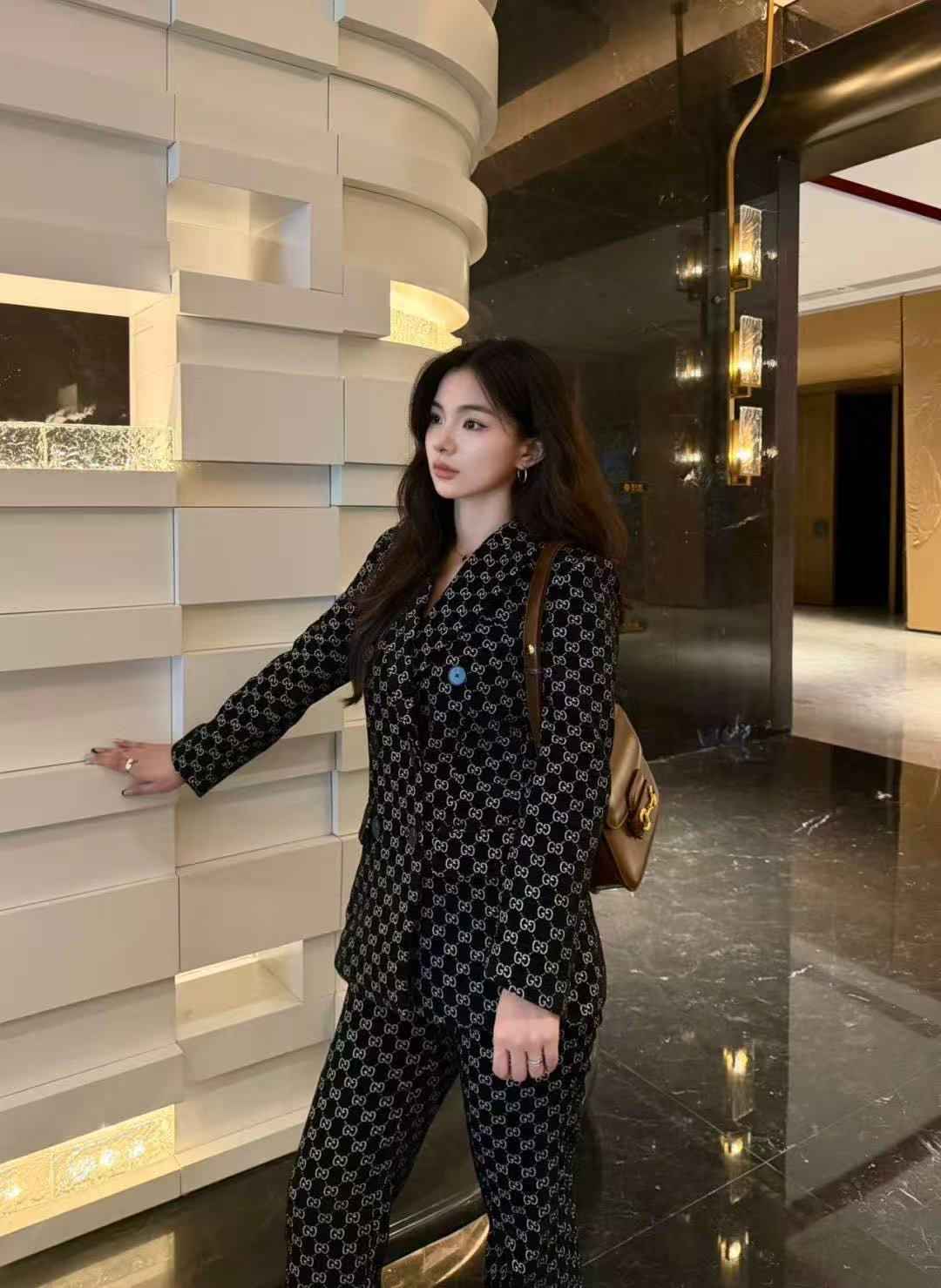 GUCC1 ジャカードブレザー + パンツ ツーピースセット【50％割引+送料無料】