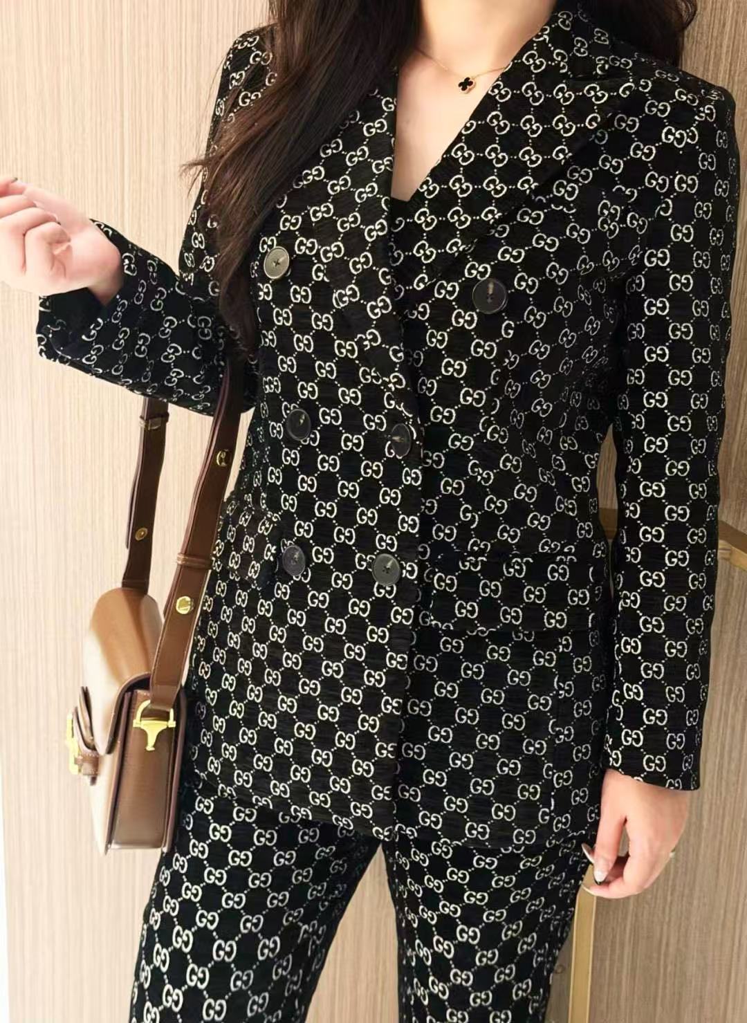 GUCC1 ジャカードブレザー + パンツ ツーピースセット【50％割引+送料無料】