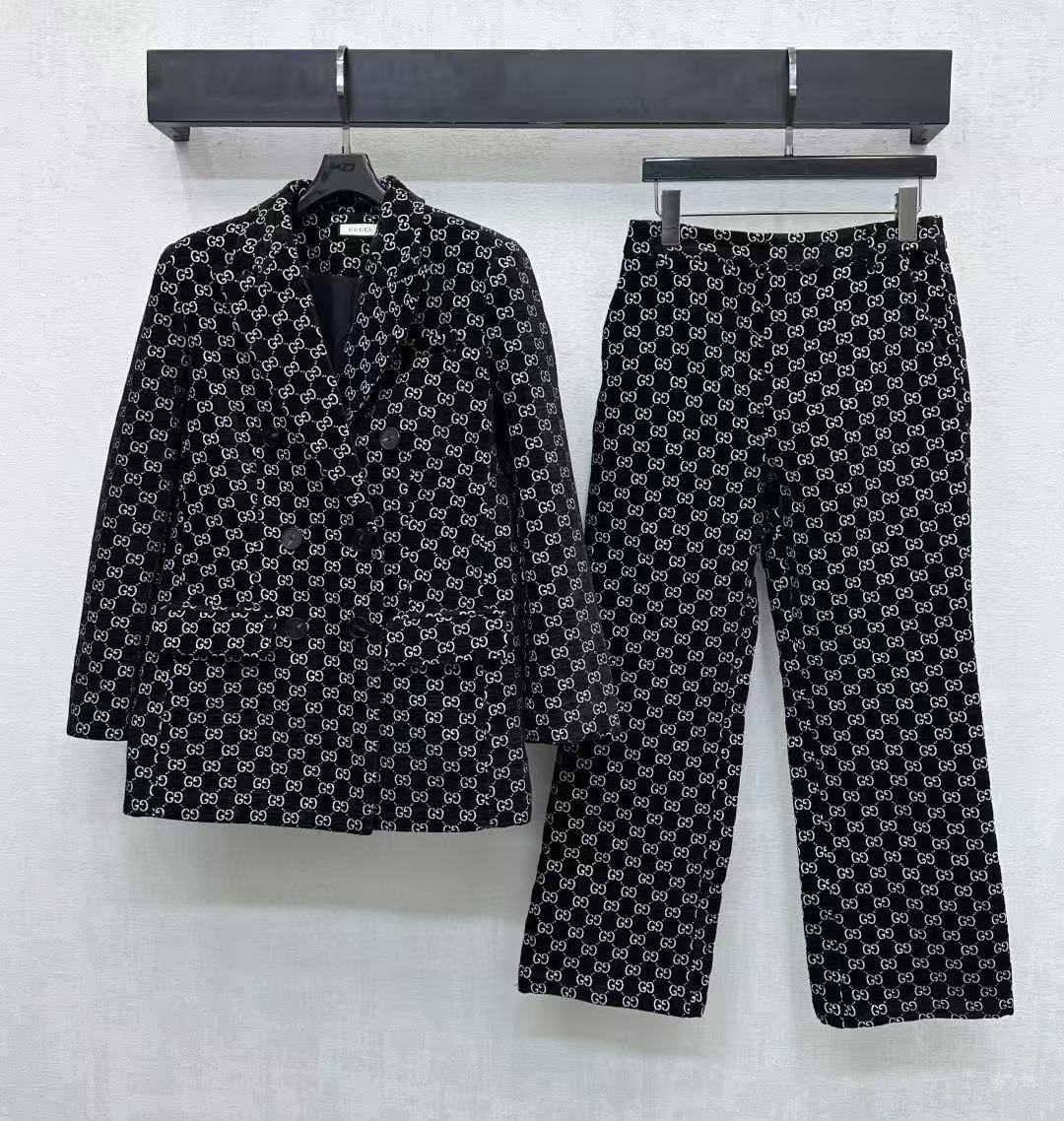 GUCC1 ジャカードブレザー + パンツ ツーピースセット【50％割引+送料無料】