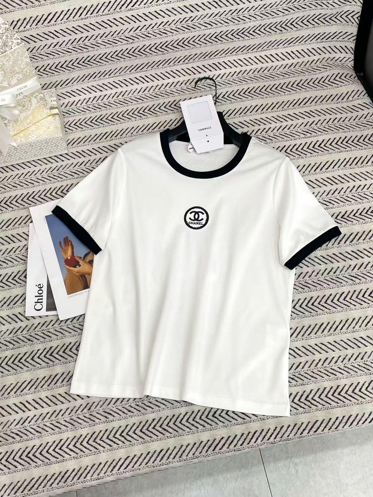 CHANE1 ダブルC 刺繍レターTシャツ【50％割引+送料無料】