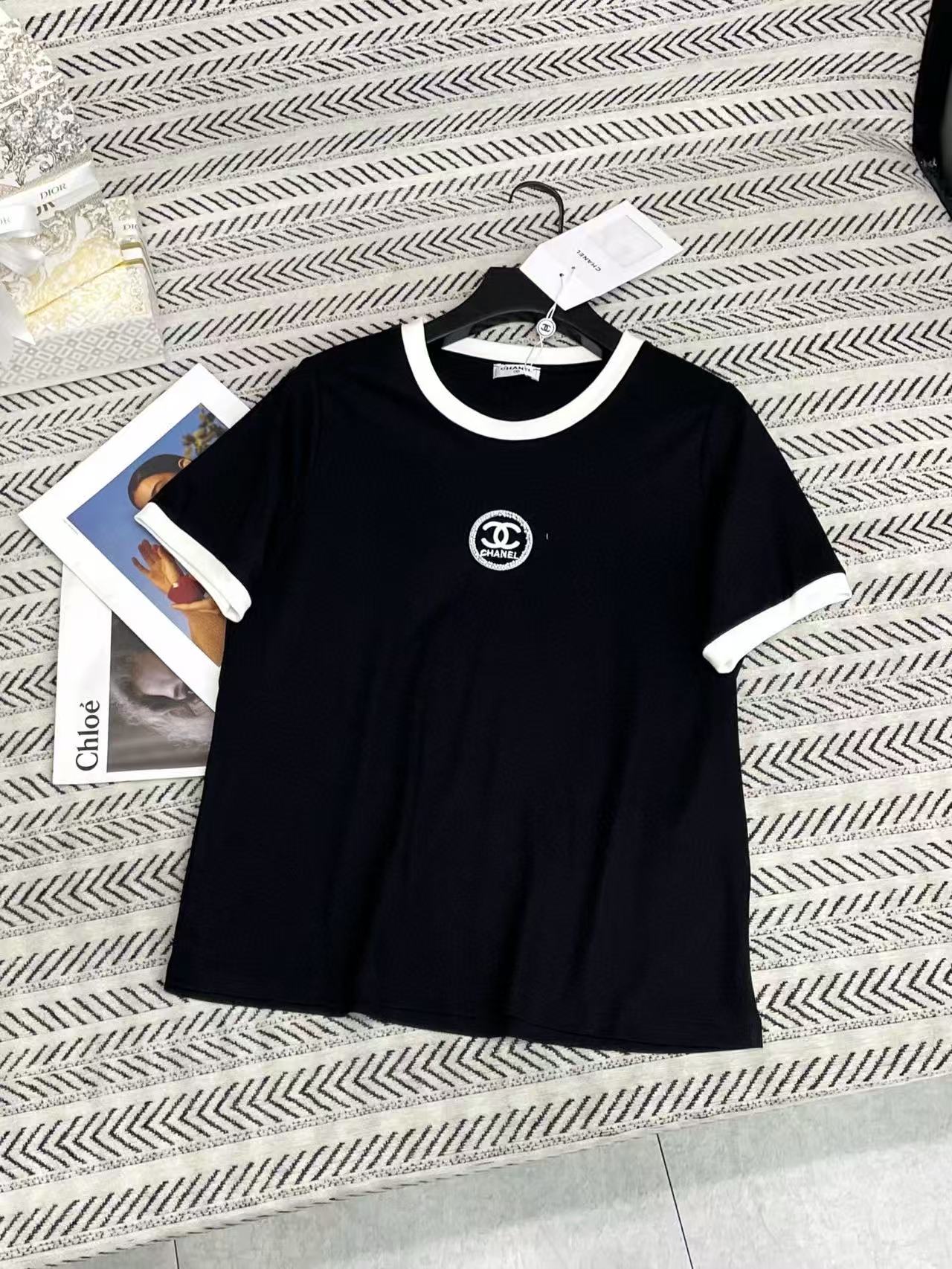 CHANE1 ダブルC 刺繍レターTシャツ【50％割引+送料無料】