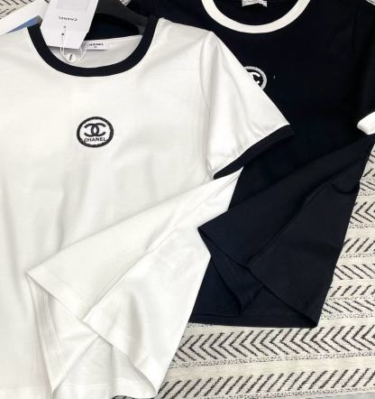 CHANE1 ダブルC 刺繍レターTシャツ【50％割引+送料無料】