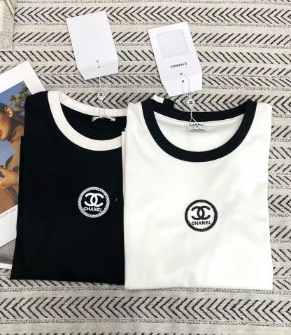 CHANE1 ダブルC 刺繍レターTシャツ【50％割引+送料無料】
