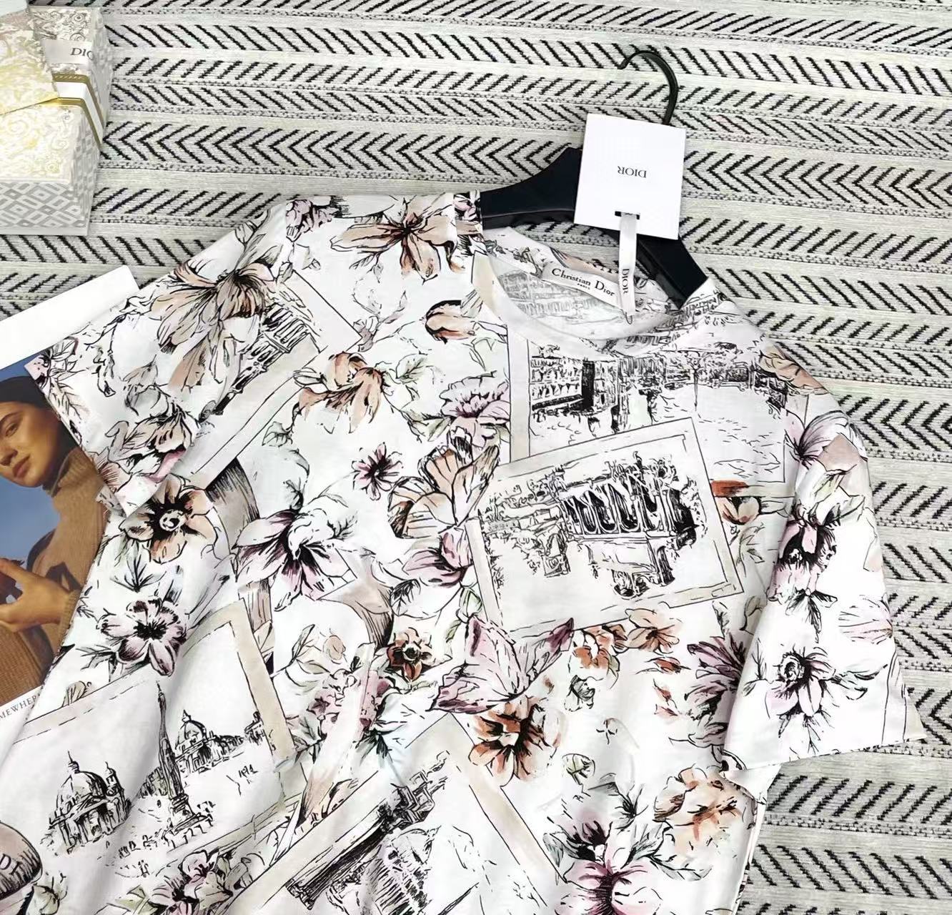 DIOR バタフライプリント Tシャツ【50％割引+送料無料】