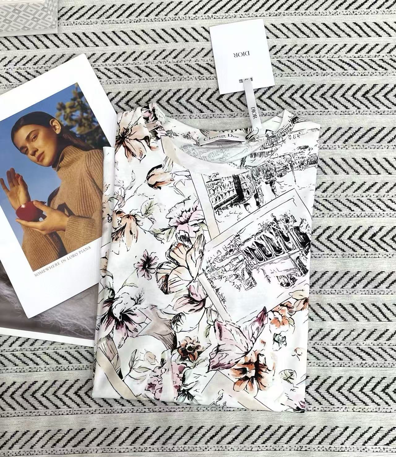 DIOR バタフライプリント Tシャツ【50％割引+送料無料】