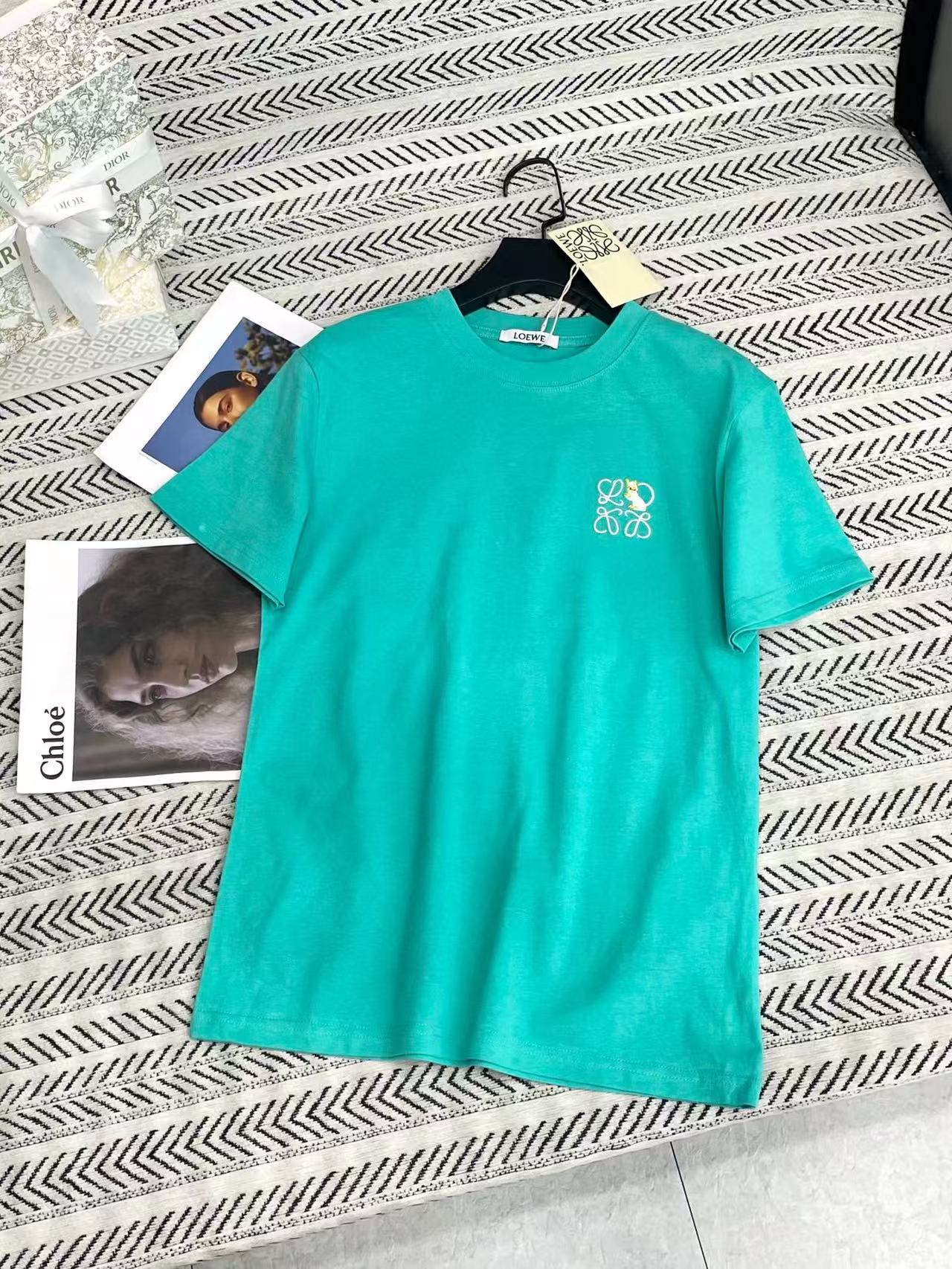 L0WEW シンプル刺繍 猫文字 Tシャツ【50％割引+送料無料】