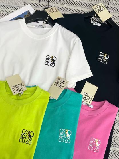 L0WEW シンプル刺繍 猫文字 Tシャツ【50％割引+送料無料】