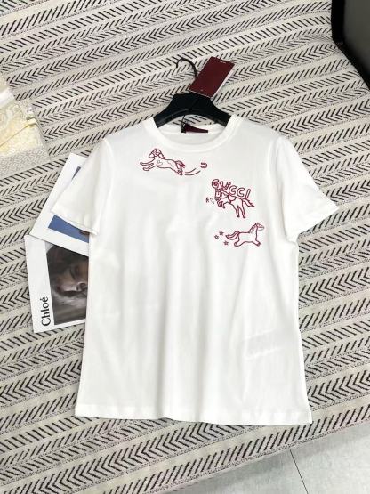 GUCC1 刺繍ポニーロゴレターTシャツ【50％割引+送料無料】