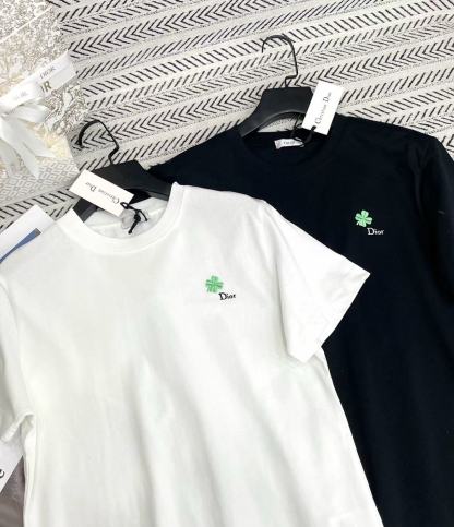 DIOR シンプル 四つ葉のクローバー 刺繍 レター Tシャツ【50％割引+送料無料】