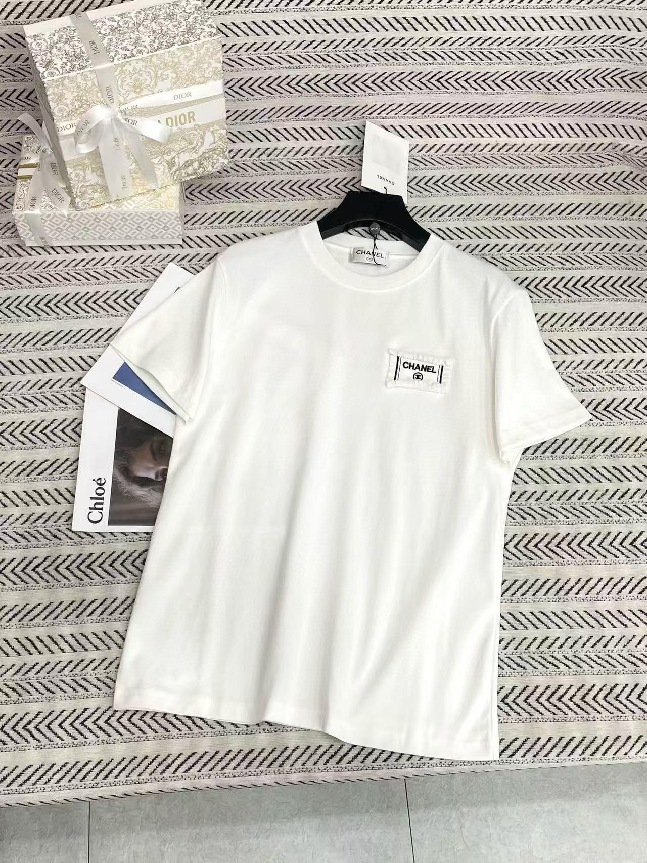 CHANE1 シンプル刺繍レターTシャツ【50％割引+送料無料】