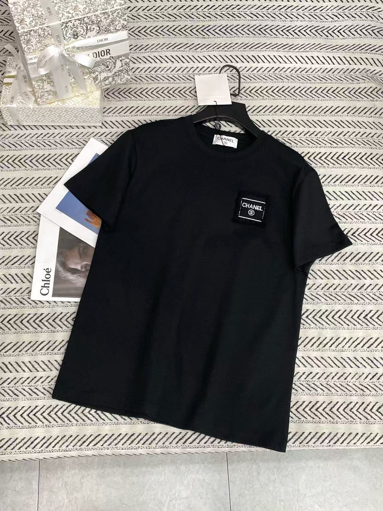 CHANE1 シンプル刺繍レターTシャツ【50％割引+送料無料】