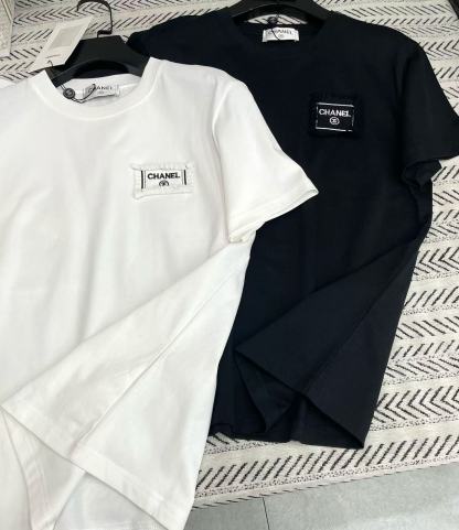 CHANE1 シンプル刺繍レターTシャツ【50％割引+送料無料】