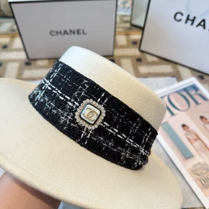 CHANE1 ダブルC カラーブロック ウールハット【50％割引+送料無料】