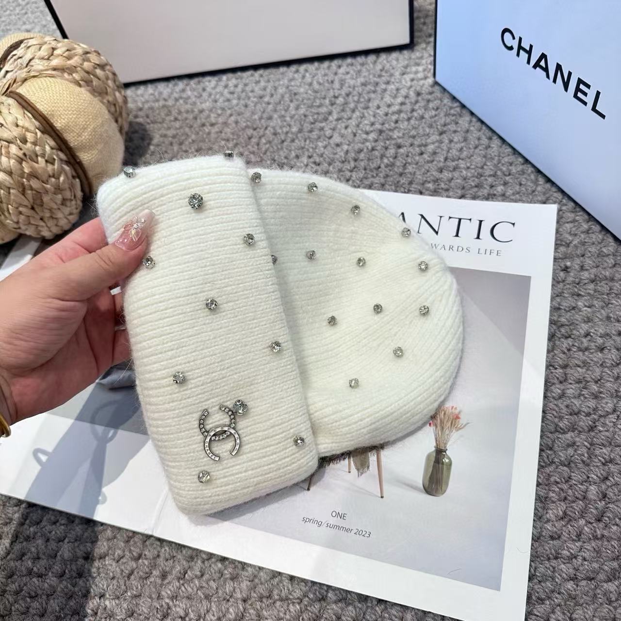 CHANE1 ダブルC ダイヤモンドウールハット【50％割引+送料無料】