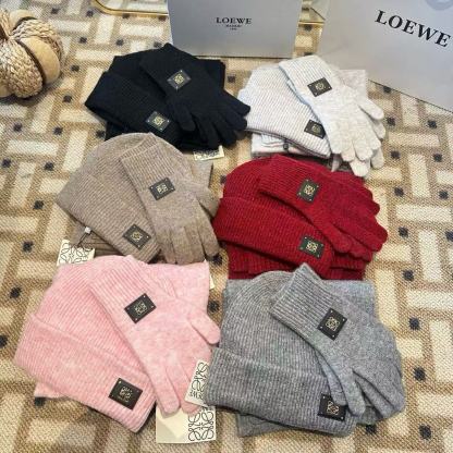 L0WEW ウール帽子 + 手袋 + マフラー 3点セット【50％割引+送料無料】