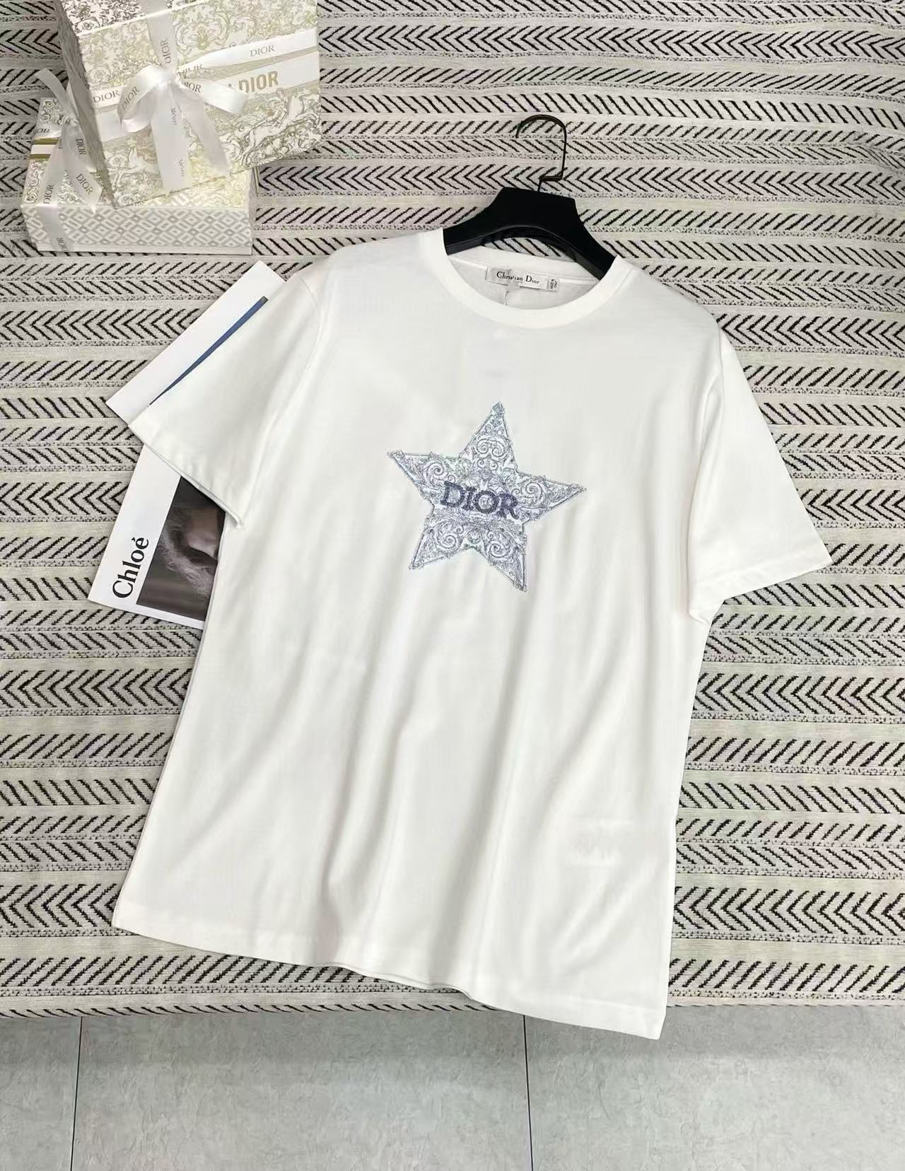 DIOR 五芒星 刺繍 Tシャツ【50％割引+送料無料】