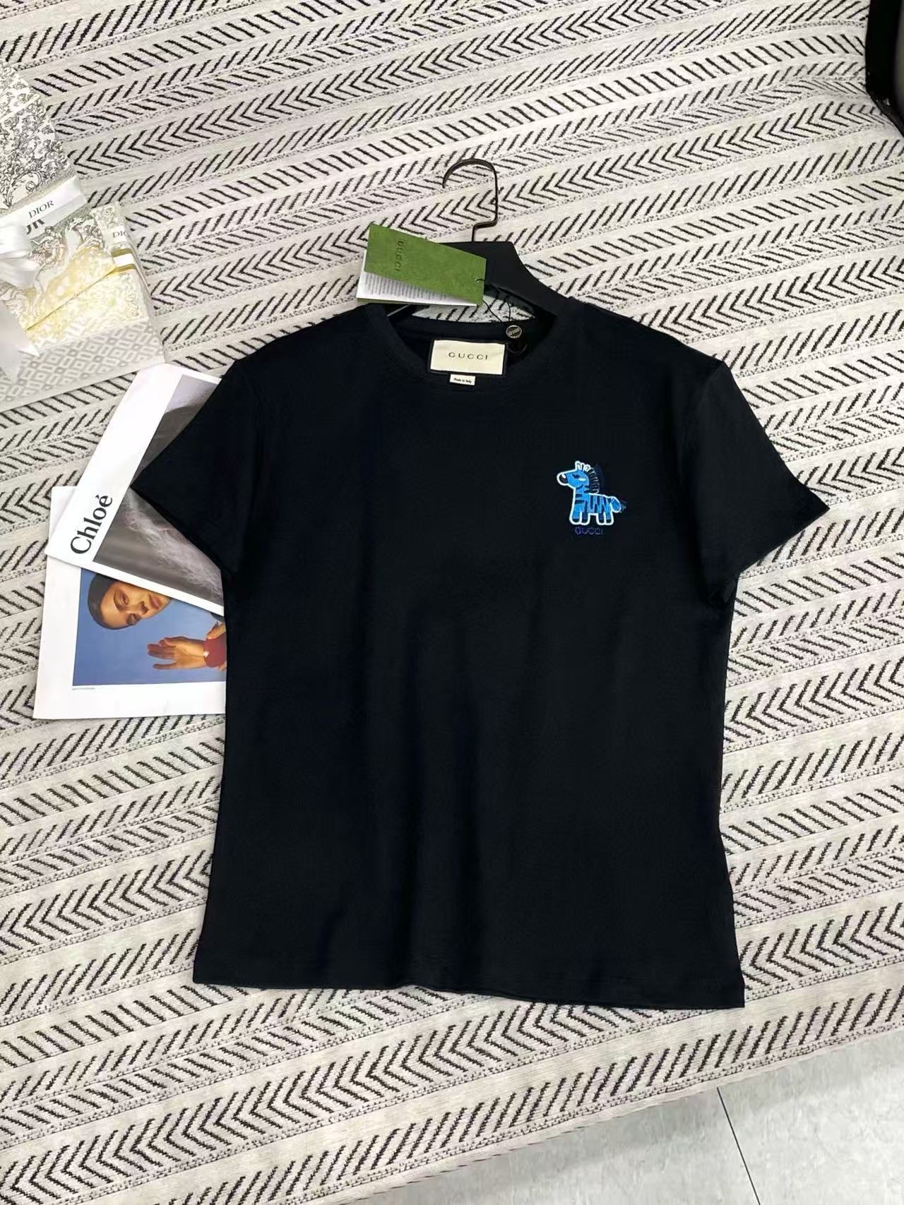 GUCC1 シンプル刺繍ポニーTシャツ【50％割引+送料無料】