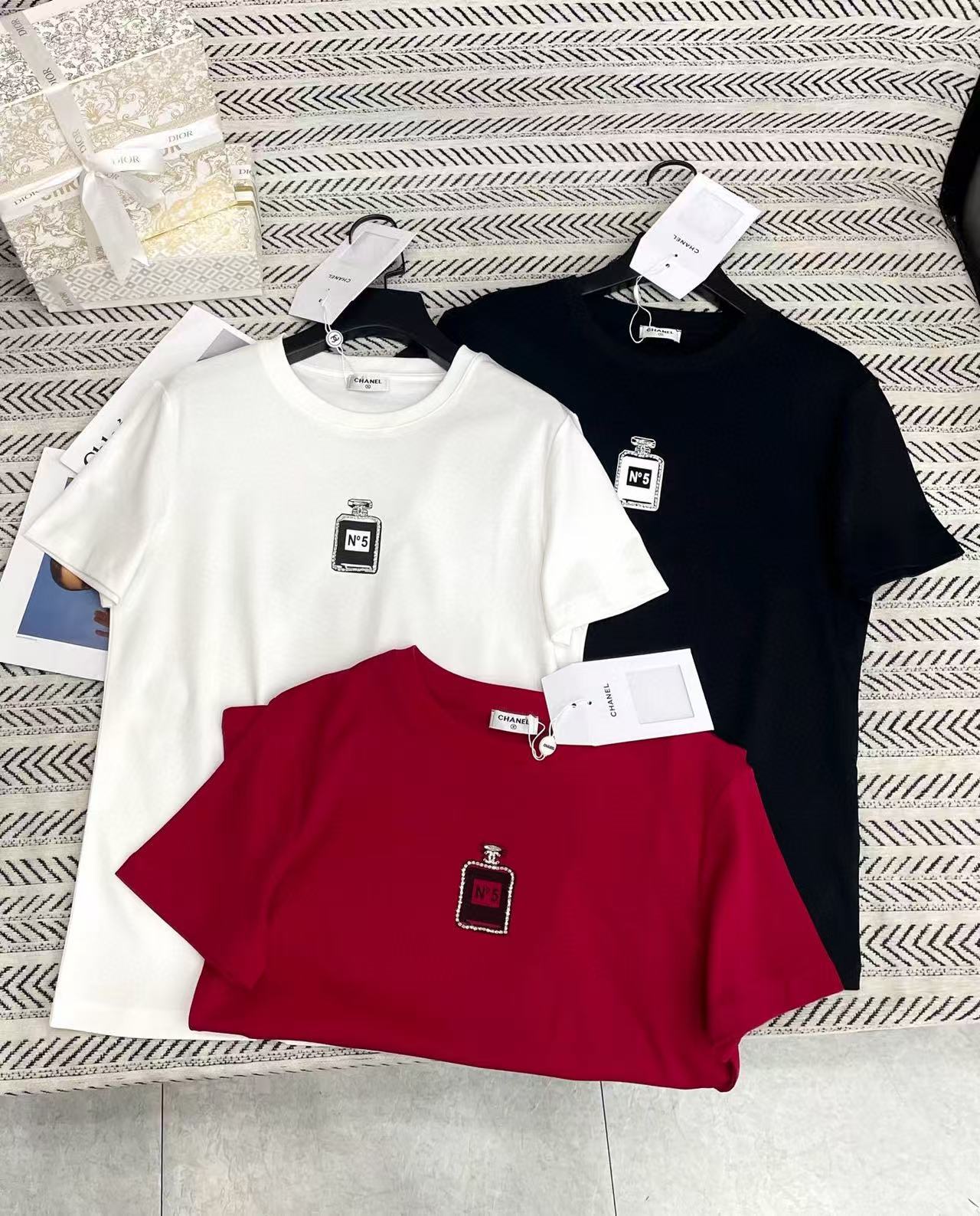 CHANE1 香水瓶ビーズTシャツ【50％割引+送料無料】