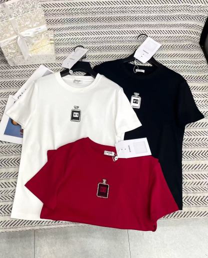 CHANE1 香水瓶ビーズTシャツ【50％割引+送料無料】