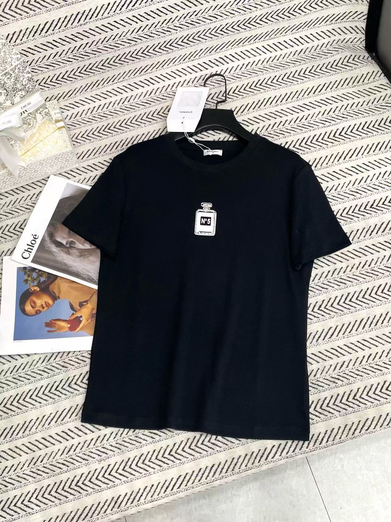 CHANE1 香水瓶ビーズTシャツ【50％割引+送料無料】