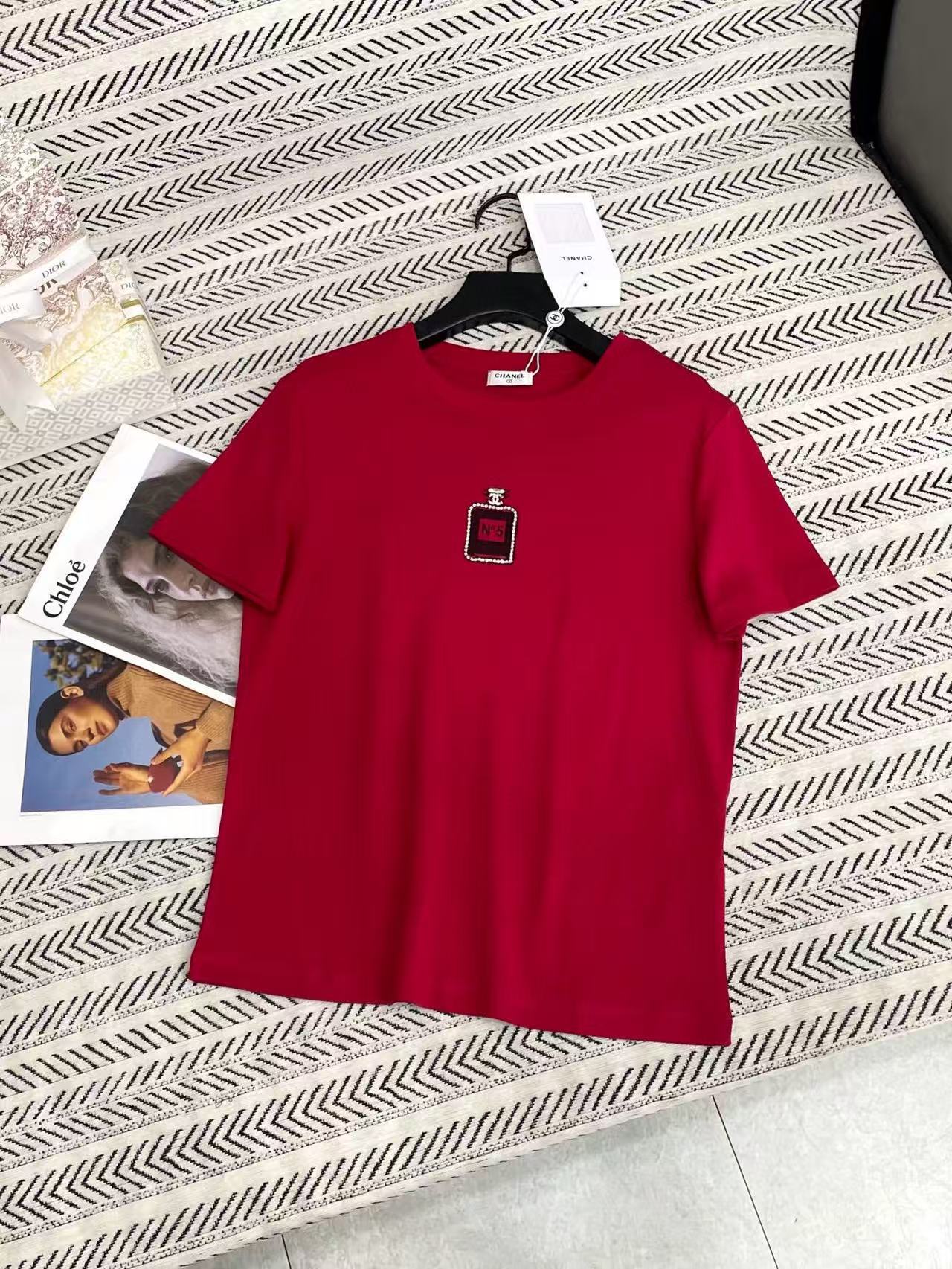 CHANE1 香水瓶ビーズTシャツ【50％割引+送料無料】