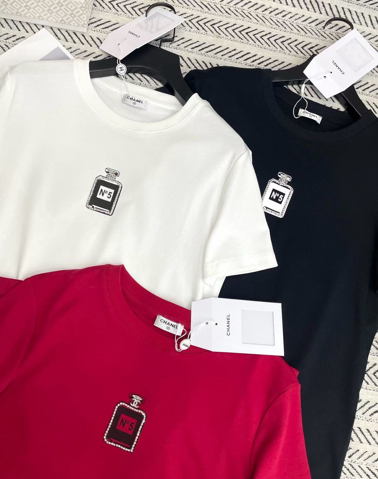 CHANE1 香水瓶ビーズTシャツ【50％割引+送料無料】