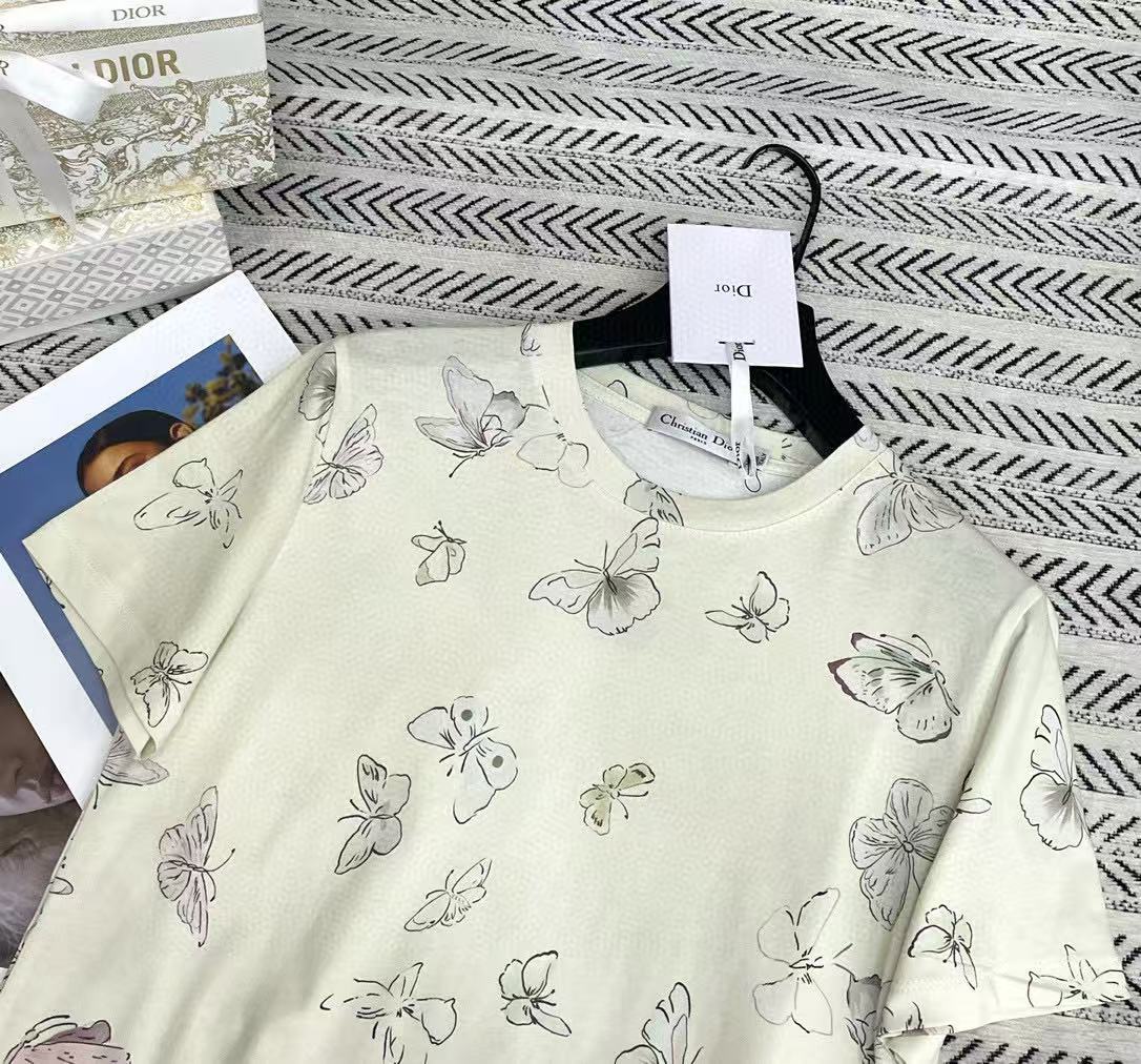 DIOR バタフライプリント Tシャツ【50％割引+送料無料】