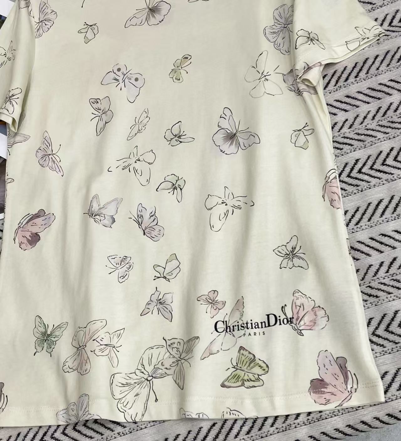 DIOR バタフライプリント Tシャツ【50％割引+送料無料】
