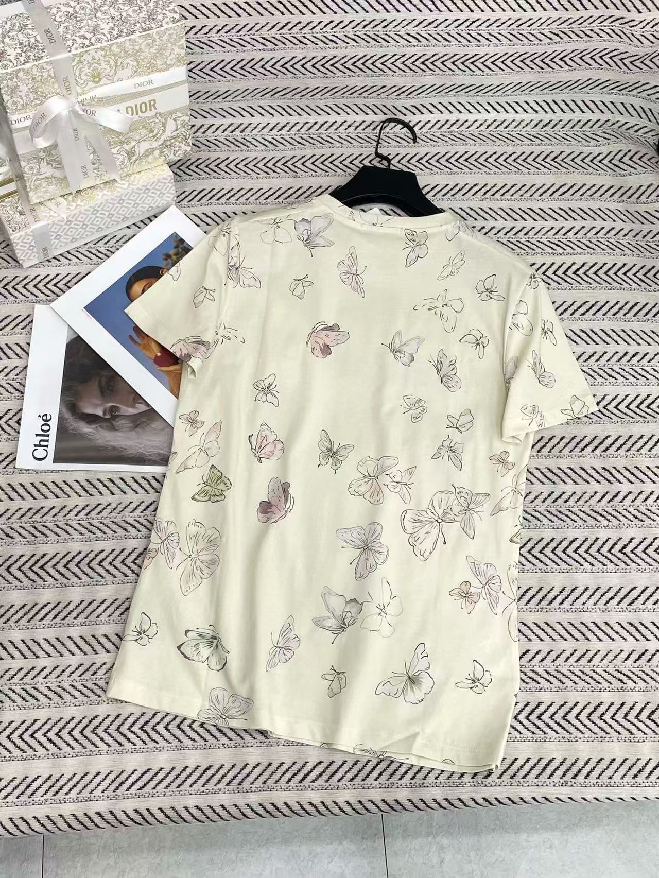 DIOR バタフライプリント Tシャツ【50％割引+送料無料】