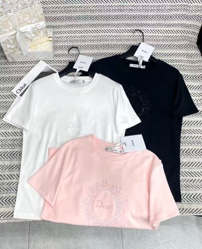 DIOR 刺繍スパンコールレターTシャツ【50％割引+送料無料】