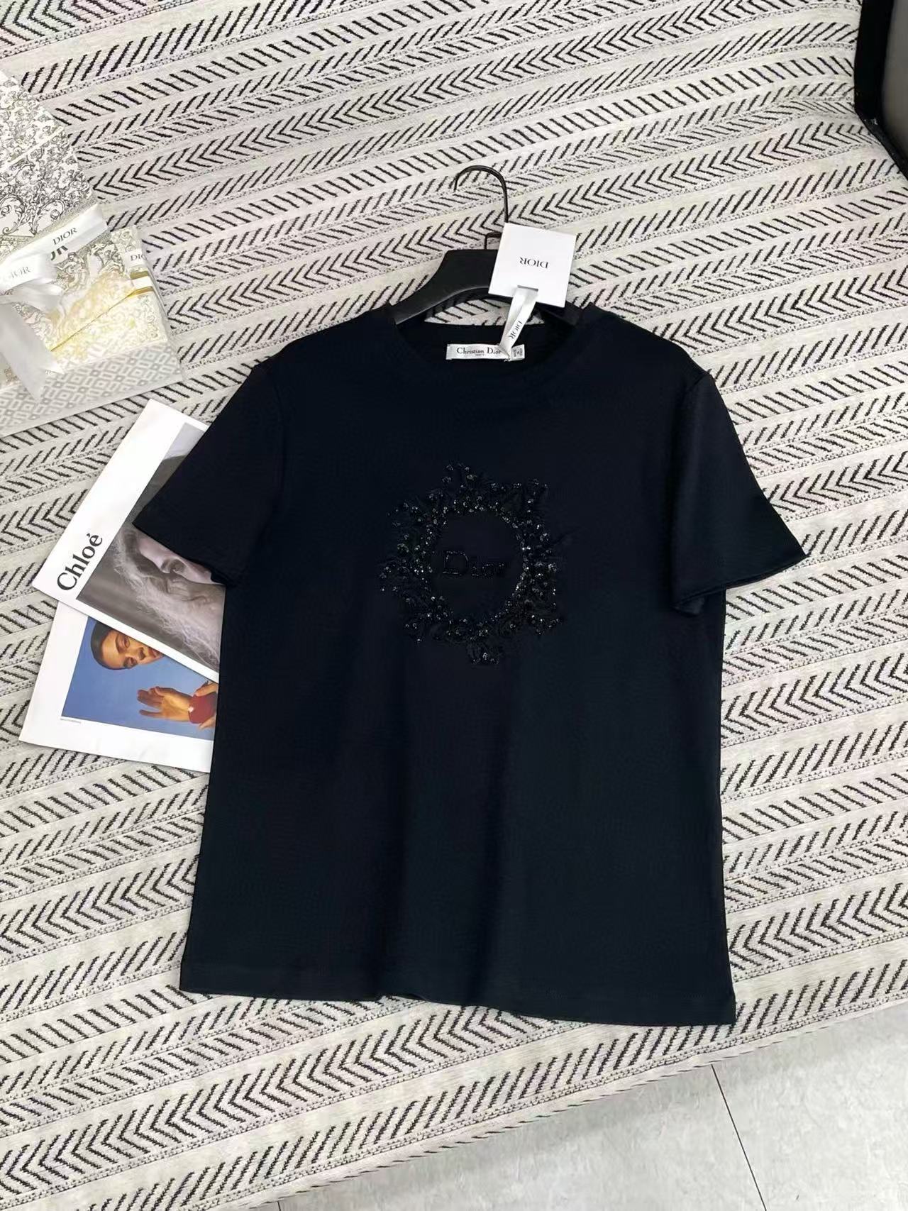 DIOR 刺繍スパンコールレターTシャツ【50％割引+送料無料】