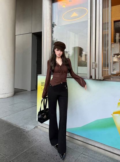 LVダブルポケットフレアパンツ【50％割引+送料無料】