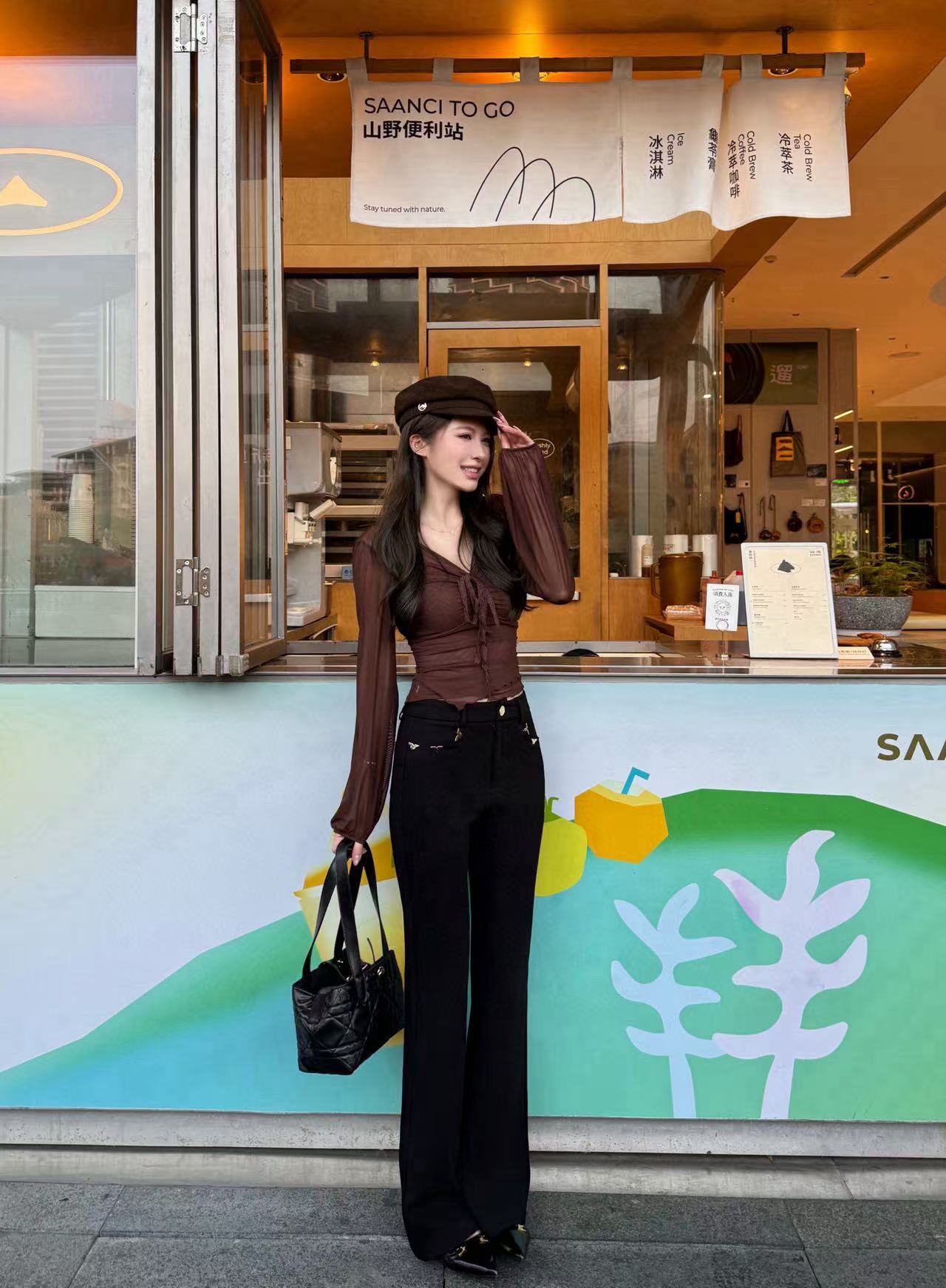 LVダブルポケットフレアパンツ【50％割引+送料無料】