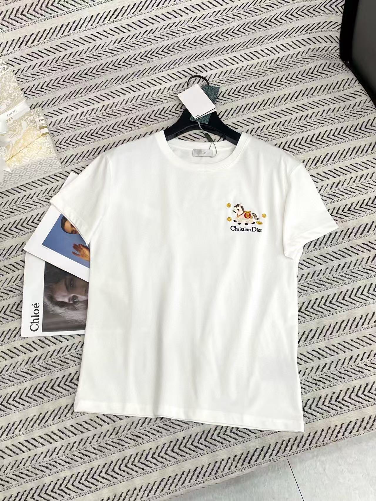 DIOR 刺繍ポニーレターTシャツ【50％割引+送料無料】