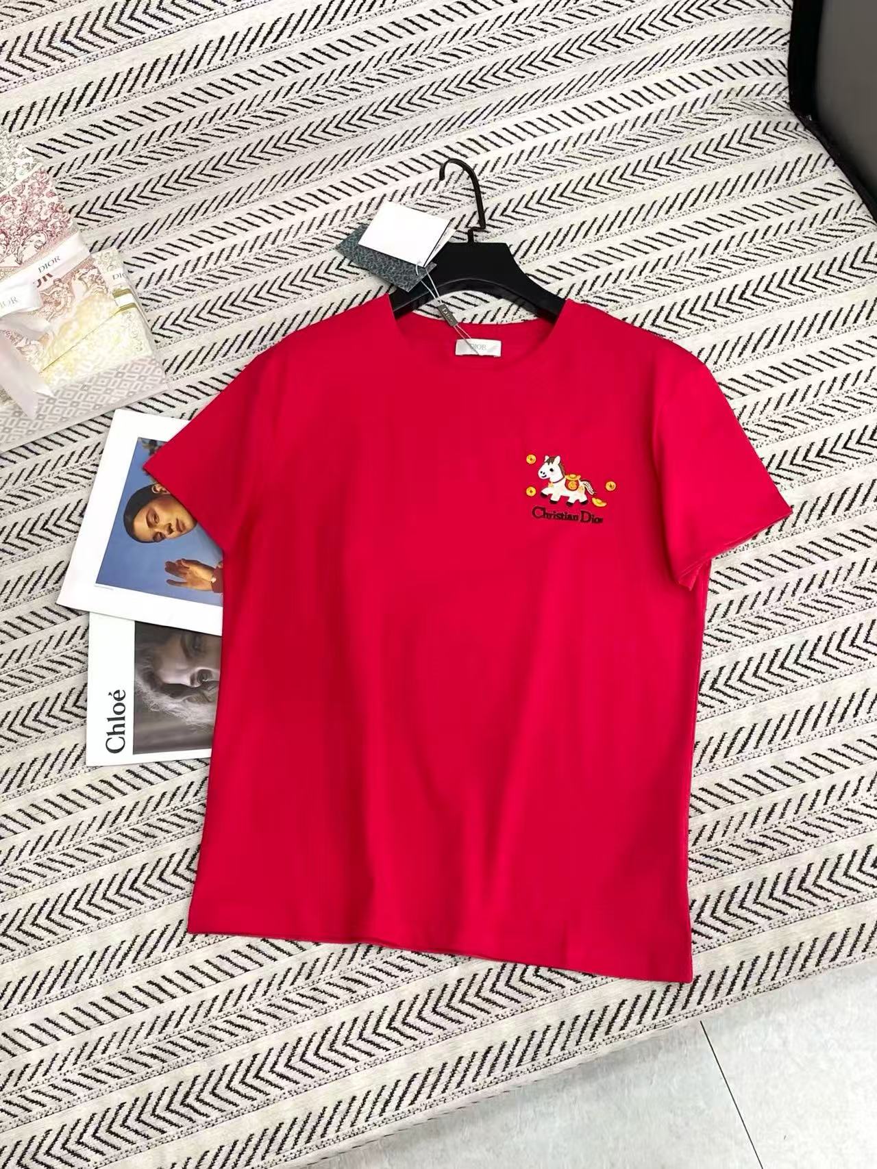 DIOR 刺繍ポニーレターTシャツ【50％割引+送料無料】