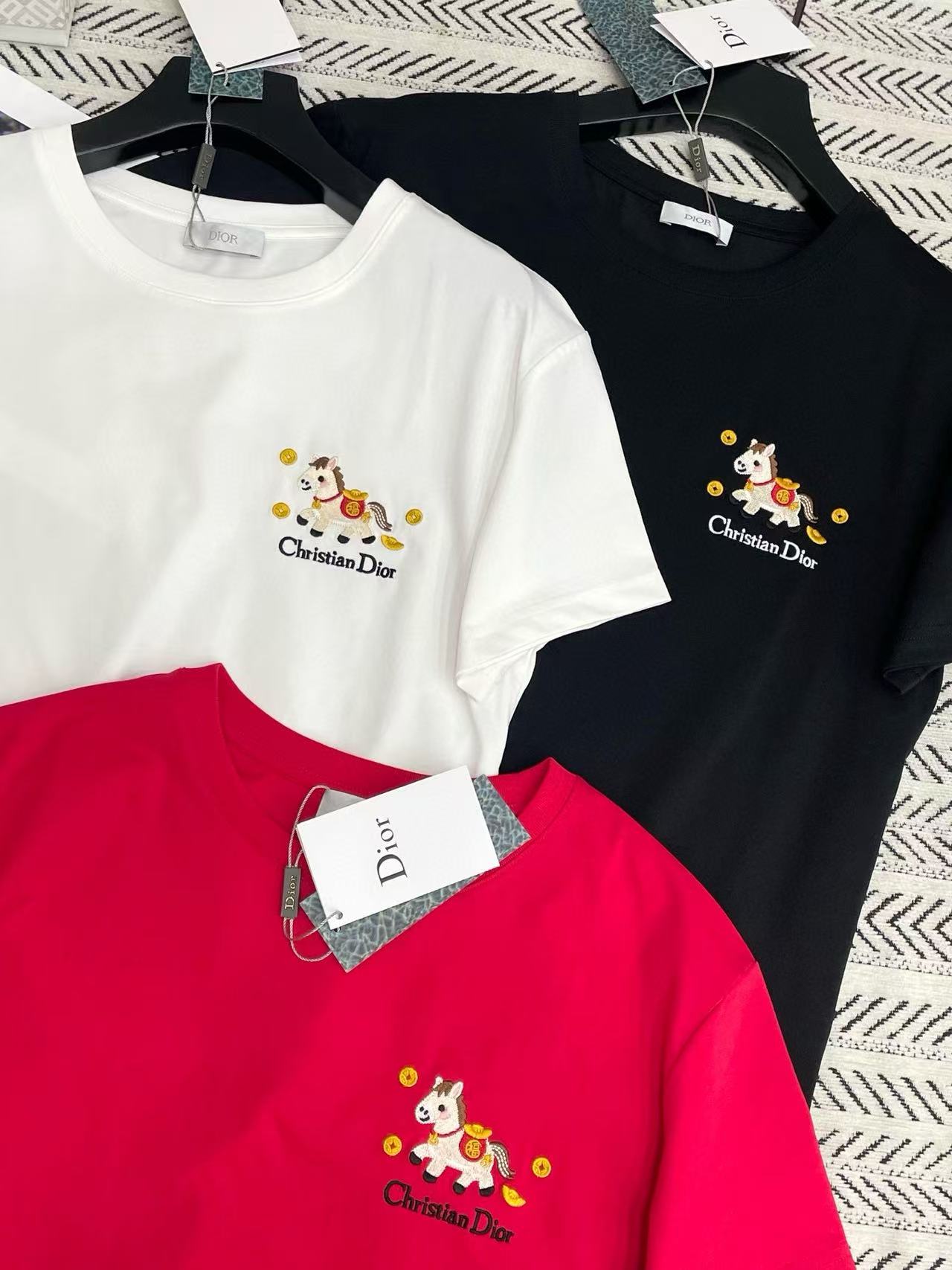 DIOR 刺繍ポニーレターTシャツ【50％割引+送料無料】