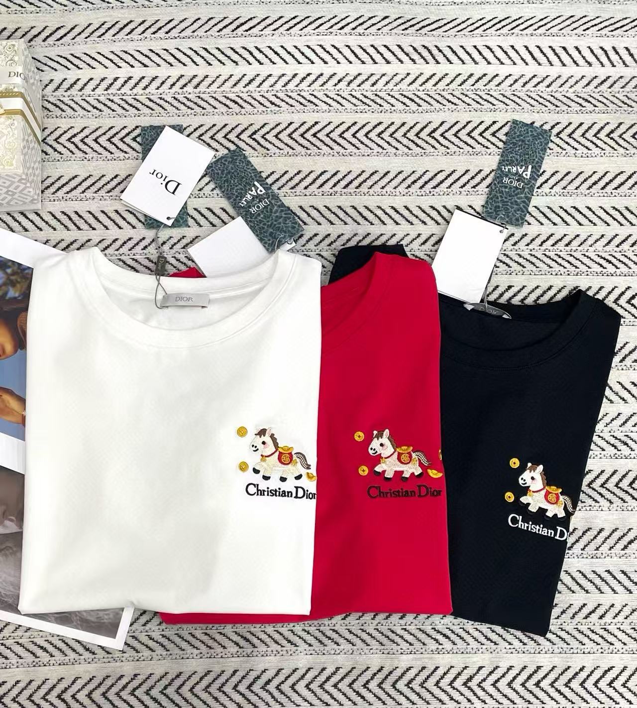 DIOR 刺繍ポニーレターTシャツ【50％割引+送料無料】