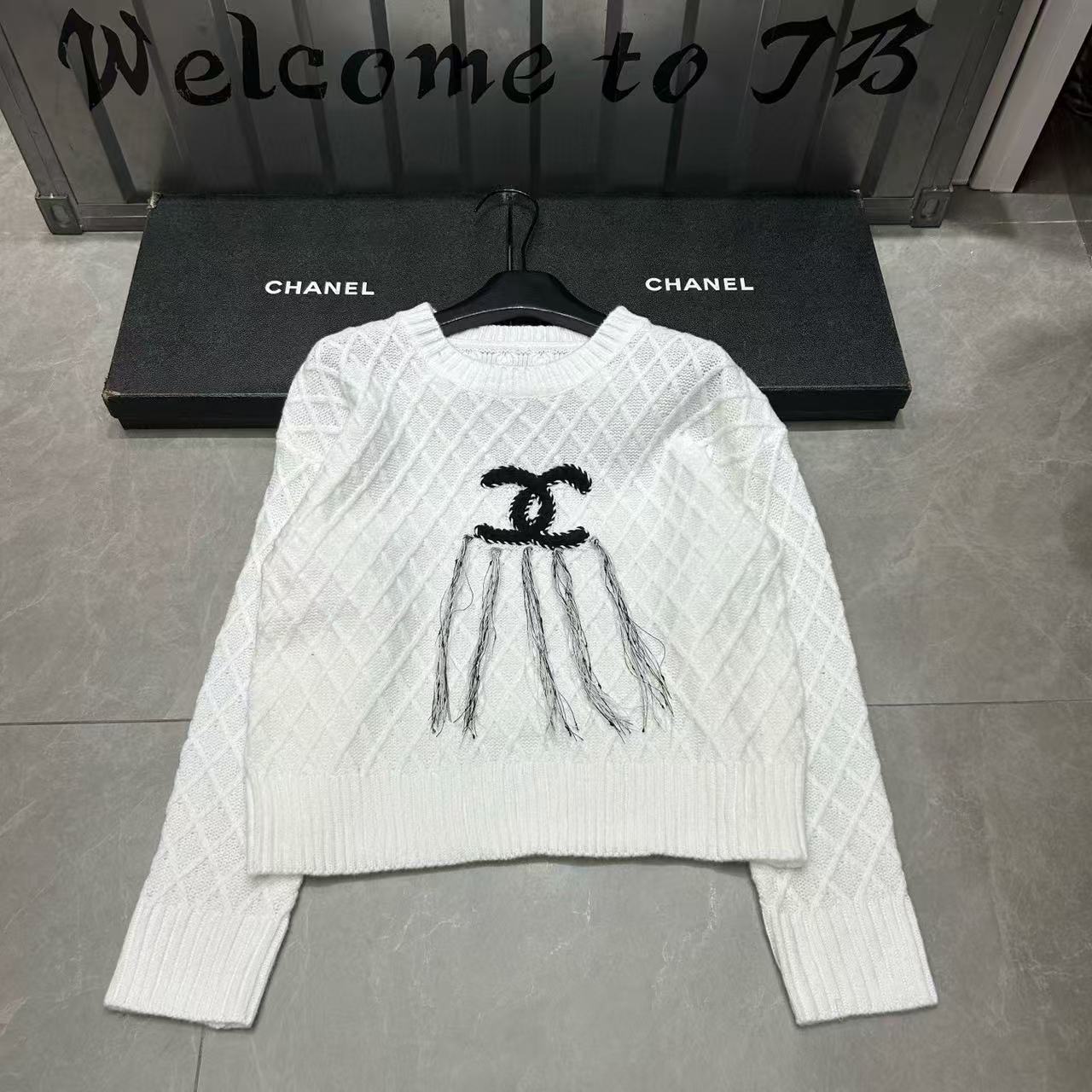 CHANE1 ダブルCチェックウールセーター【50％割引+送料無料】